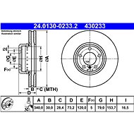 ATE 430233 brake disc 24.0130-0233.2, set of 2 - Brake Disc