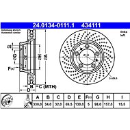 ATE 434111 brake disc 24.0134-0111.1, set of 2 - Brake Disc