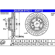 ATE 434112 brake disc 24.0134-0112.1, set of 2 - Brake Disc
