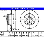 ATE 424219 brake disc 24.0124-0219.2, set of 2 - Brake Disc