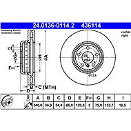 ATE 436114 brake disc 24.0136-0114.2, set of 2 - Brake Disc