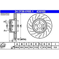 ATE 436105 brake disc 24.0136-0105.1, set of 2 - Brake Disc