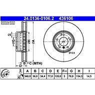 ATE 436106 brake disc 24.0136-0106.2, set of 2 - Brake Disc