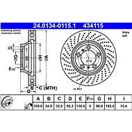 ATE brake disc 24.0134-0115.1, set of 2 - Brake Disc