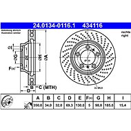 ATE brake disc 24.0134-0116.1, set of 2 - Brake Disc