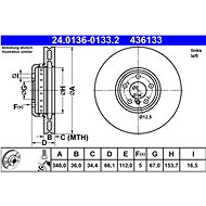 ATE 436133 brake disc 24.0136-0133.2, set of 2 - Brake Disc