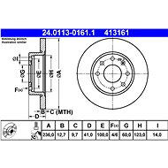 ATE 413161 brake disc 24.0113-0161.1, set of 2 - Brake Disc