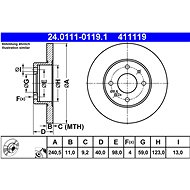 ATE 411119 brake disc 24.0111-0119.1, set of 2 - Brake Disc