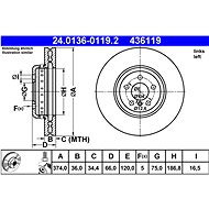 ATE 436119 brake disc 24.0136-0119.2, set of 2 - Brake Disc