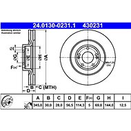 ATE 430231 brake disc 24.0130-0231.1, set of 2 - Brake Disc