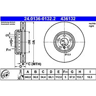 ATE 436132 brake disc 24.0136-0132.2, set of 2 - Brake Disc