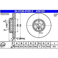 ATE 436120 brake disc 24.0136-0120.2, set of 2 - Brake Disc