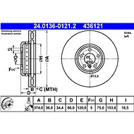 ATE 436121 brake disc 24.0136-0121.2, set of 2 - Brake Disc