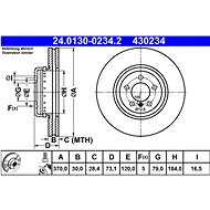ATE 430234 brake disc 24.0130-0234.2, set of 2 - Brake Disc