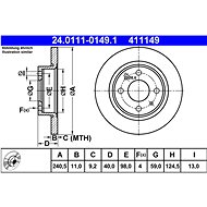 ATE 411149 brake disc 24.0111-0149.1, set of 2 - Brake Disc