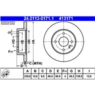 ATE 413171 brake disc 24.0113-0171.1, set of 2 - Brake Disc