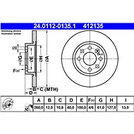 ATE 412135 brake disc 24.0112-0135.1, set of 2 - Brake Disc