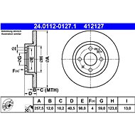 ATE 412127 brake disc 24.0112-0127.1, set of 2 - Brake Disc
