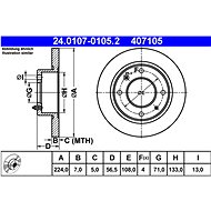 ATE 407105 brake disc 24.0107-0105.2, set of 2 - Brake Disc