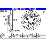 ATE 434105 brake disc 24.0134-0105.1, set of 2 - Brake Disc