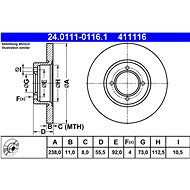 ATE 411116 brake disc 24.0111-0116.1, set of 2 - Brake Disc