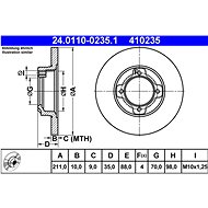 ATE 410235 brake disc 24.0110-0235.1, set of 2 - Brake Disc