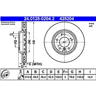 ATE 428204 brake disc 24.0128-0204.2, set of 2 - Brake Disc
