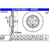 ATE 428205 brake disc 24.0128-0205.2, set of 2 - Brake Disc