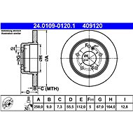 ATE 409120 brake disc 24.0109-0120.1, set of 2 - Brake Disc
