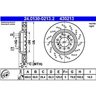 ATE 430213 brake disc 24.0130-0213.2, set of 2 - Brake Disc