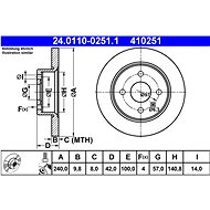 ATE 410251 brake disc 24.0110-0251.1, set of 2 - Brake Disc