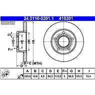 ATE 410201 brake disc 24.0110-0201.1, set of 2 - Brake Disc