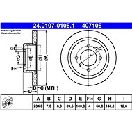 ATE 407108 brake disc 24.0107-0108.1, set of 2 - Brake Disc
