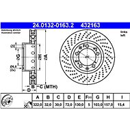 ATE 432163 brake disc 24.0132-0163.2, set of 2 - Brake Disc