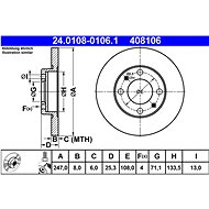 ATE 408106 brake disc 24.0108-0106.1, set of 2 - Brake Disc