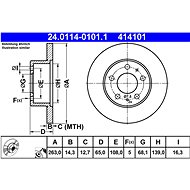 ATE 414101 brake disc 24.0114-0101.1, set of 2 - Brake Disc