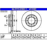 ATE 413183 brake disc 24.0113-0183.1, set of 2 - Brake Disc