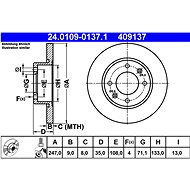 ATE 409137 brake disc 24.0109-0137.1, set of 2 - Brake Disc