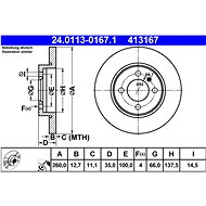 ATE 413167 brake disc 24.0113-0167.1, set of 2 - Brake Disc