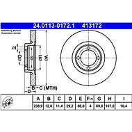 ATE 413172 brake disc 24.0113-0172.1, set of 2 - Brake Disc