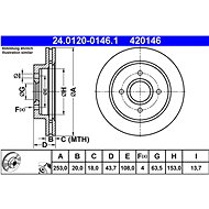 ATE 420146 brake disc 24.0120-0146.1, set of 2 - Brake Disc