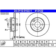 ATE 412122 brake disc 24.0112-0122.1, set of 2 - Brake Disc