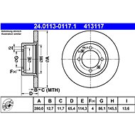 ATE 413117 brake disc 24.0113-0117.1, set of 2 - Brake Disc