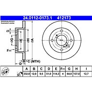 ATE 412173 brake disc 24.0112-0173.1, set of 2 - Brake Disc