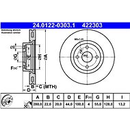 ATE 422303 brake disc 24.0122-0303.1, set of 2 - Brake Disc