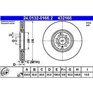 ATE 432166 brake disc 24.0132-0166.2, set of 2 - Brake Disc