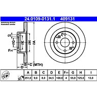 ATE 409131 brake disc 24.0109-0131.1, set of 2 - Brake Disc