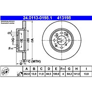 ATE 413198 brake disc 24.0113-0198.1, set of 2 - Brake Disc
