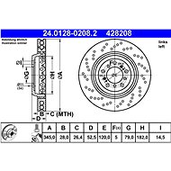 ATE 428208 brake disc 24.0128-0208.2, set of 2 - Brake Disc