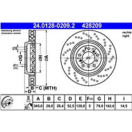 ATE 428209 brake disc 24.0128-0209.2, set of 2 - Brake Disc